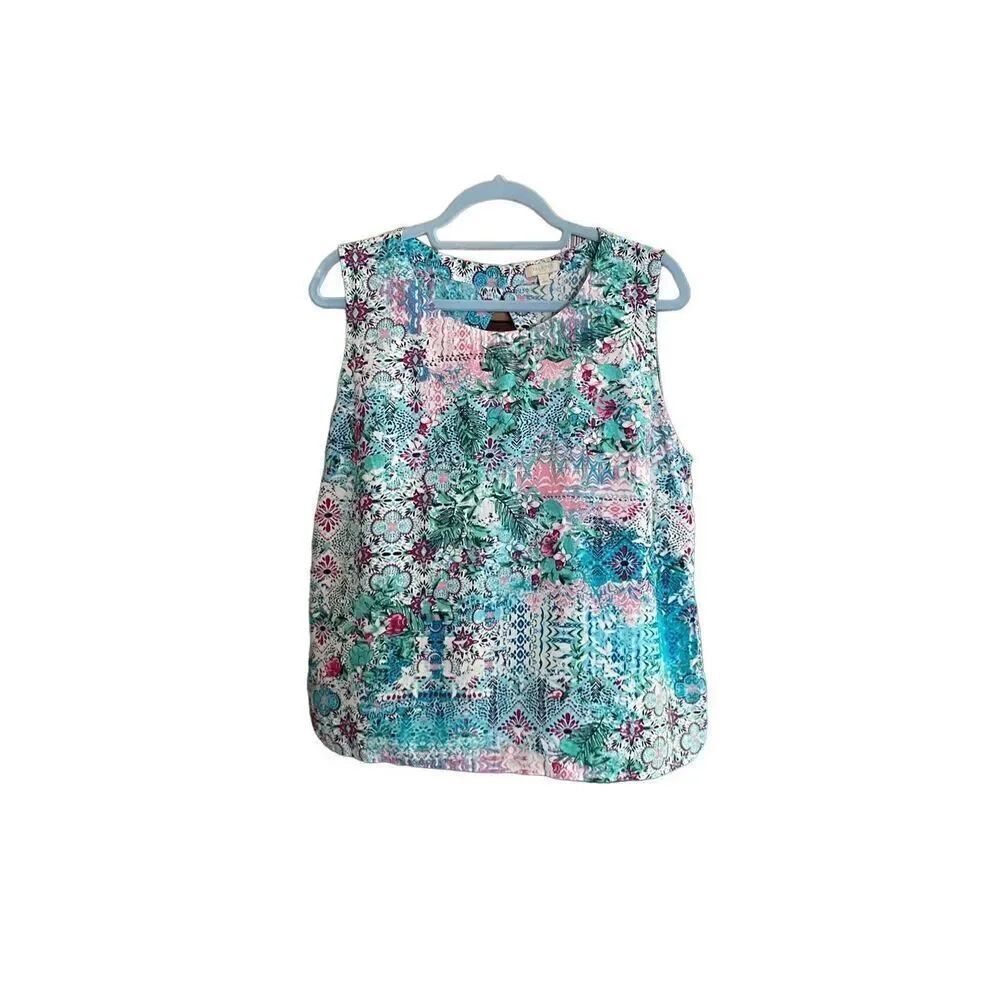 Talbots women’s sleeveless floral, multicolor, light weight tank top/Blouse S/M